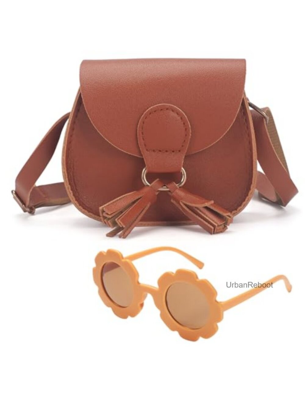 Girls Faux Leather Tassel Crossbody Purse Adjustable Strap Ages 2-14